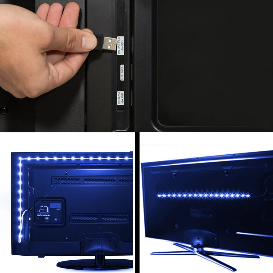 5M USB Светодиодные ленты 2835 RGB DC 5V ТВ фон Гибкий Светильник лампы дистанционного