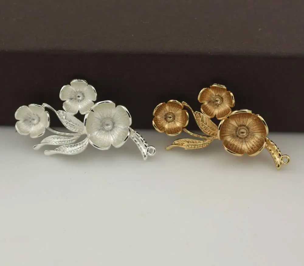 Филигранный цветок лист подвесной кулон Подвески каменные бусины колпачки база