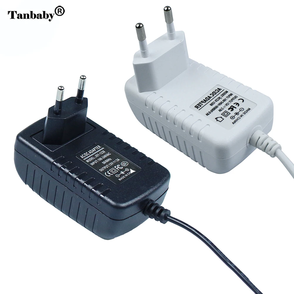 DC 12V 2A Светодиодный источник питания черно белый AC110 240V DC12V адаптер импульсный
