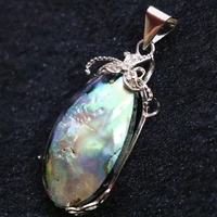 wholesale price elegant natural abalone shell oval shape pendant classcial fashion fit diy necklace accessories findings b1137 2
