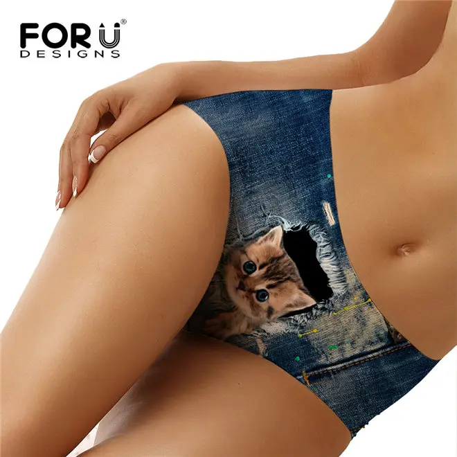 FORUDESIGNS/Новое модное женское нижнее белье с забавным 3D принтом собаки кошки, сексуальное женское нижнее белье, женские бесшовные трусики, женские трусики - Цвет: AM2