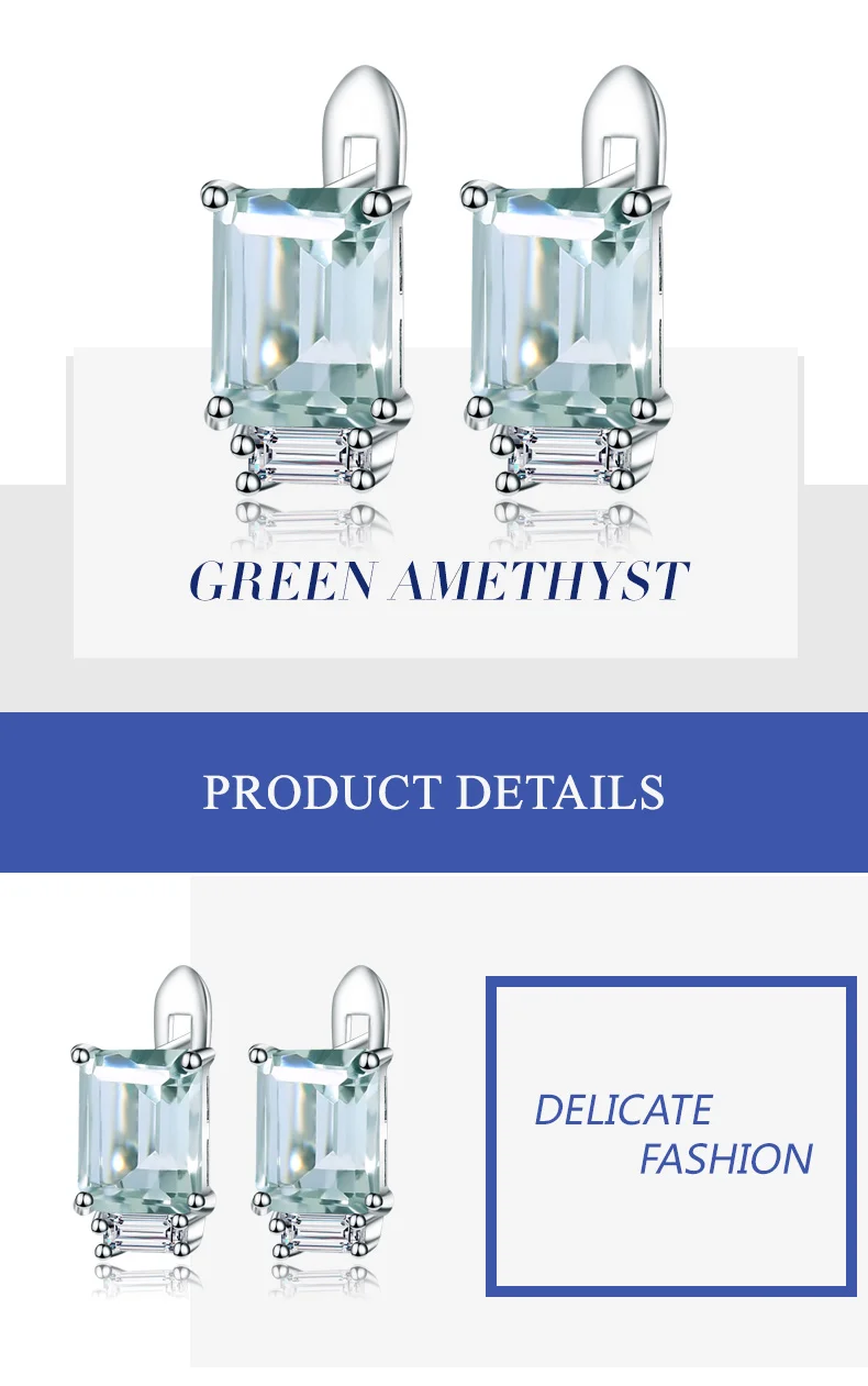Gem's Ballet 3.11Ct натуральный зеленый аметист драгоценные камни серьги-гвоздики 925 пробы серебряные серьги для женщин Свадебные ювелирные изделия
