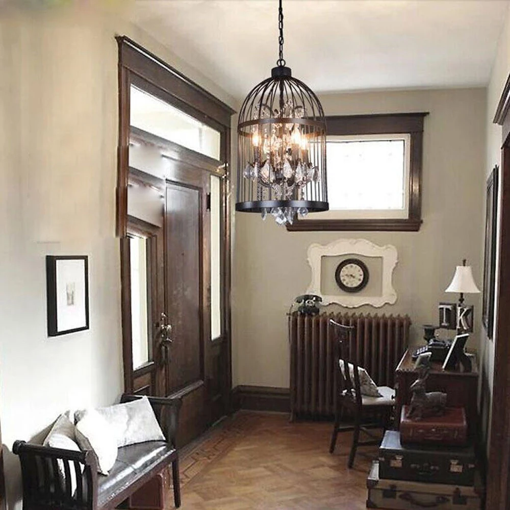 Лофт американский Ретро промышленный Хрустальный фонарь Ресторан гостиная кафе