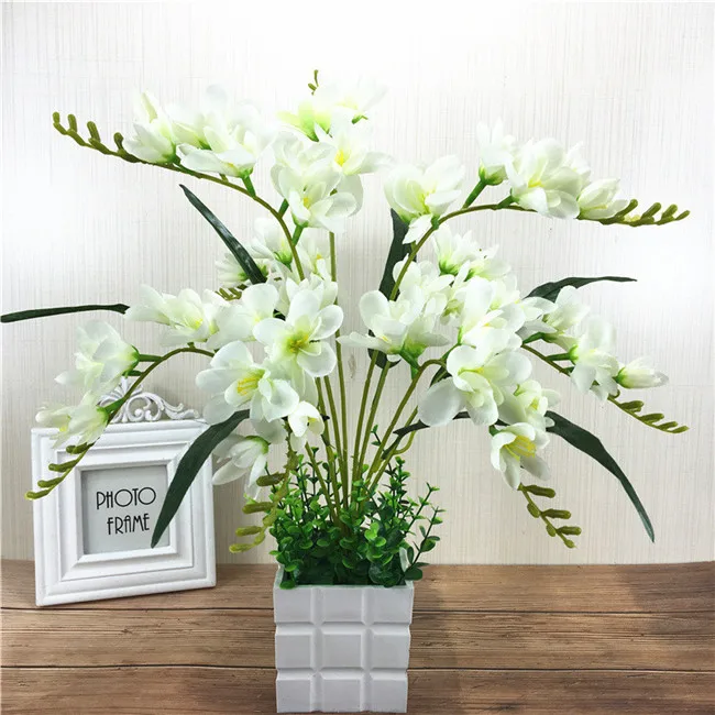 a bunch and a pot Шелковая Орхидея, искусственные цветы, сделай сам, искусственная Орхидея, букет цветов для свадьбы, дома, вечерние, офисные, декоративные цветы - Цвет: a bunch and a pot