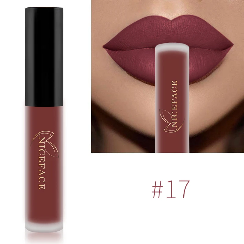 17 NICEFACE 24 цвета, Матовая жидкая губная помада телесного цвета, водостойкая стойкая Увлажняющая помада, блеск для губ, Косметика для макияжа - Цвет: 17
