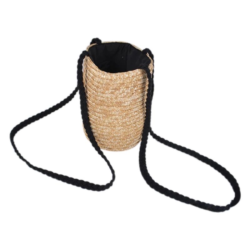 HCH Bucket цилиндрические соломенные сумки с бантом из пшеничной соломы тканые