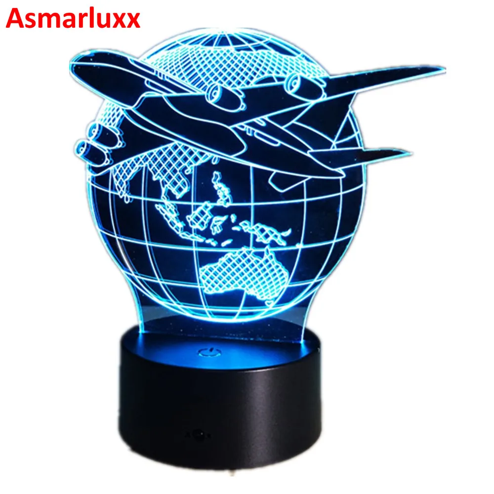 Крутая игрушка 3D военный самолет лампа модель творческий ночной Светильник Touch