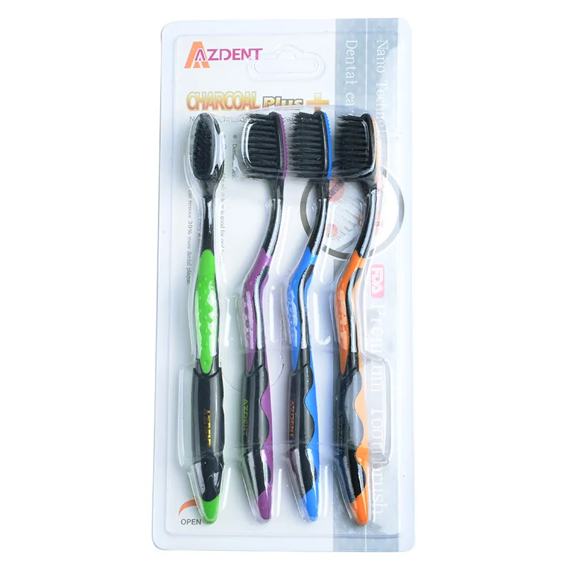toothbrush AZDENT зубная щетка с бамбуковым углем для отбеливания черных зубов, зубная паста, двойная ультра мягкая нано-Антибактериальная щетка - Цвет: toothbrush