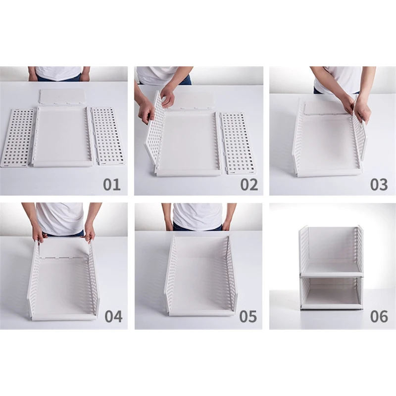 

1pcs Foldable Drawer Type Clothes Folder Layered Separator Wardrobe Sundries Storage Rack Space Saver Kitchen Bedroom Organizer