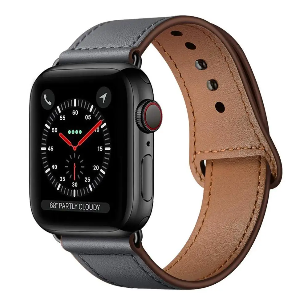 Dark Gray Кожаный ремешок для наручных часов Apple Watch 38 мм 40 мм 42-44 мм, Apple Watch сменный Ремешок Браслет для наручных часов iWatch, браслет Series 5/4/3/2/1 - Цвет ремешка: Dark Gray