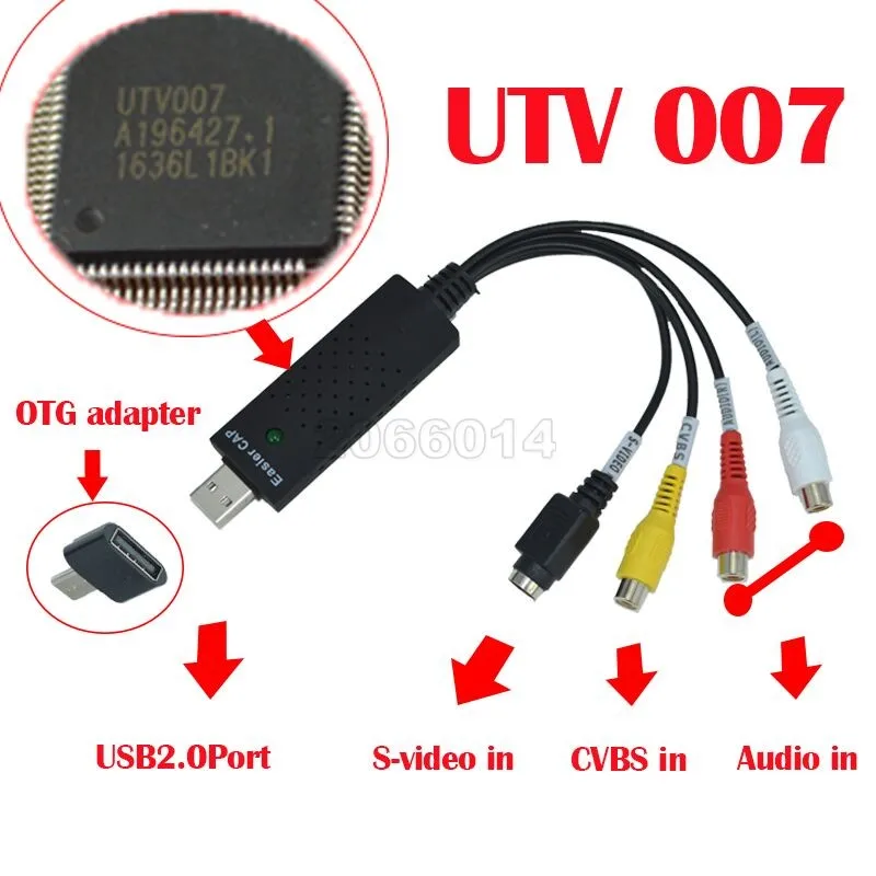 1 Шт. UTV007 USB 2.0 Easiercap Аудио Видео VHS к DVD Converter Карты Захвата Адаптер для Win7/8/CCTV Камеры