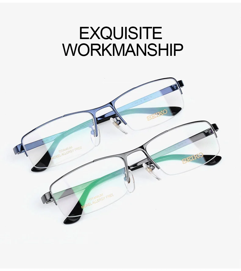 SEIKO Pure Titanium Glass Frame for Men Myopic Nearsighted Minus Glasses Man Half Rimless Optical Spectacles Frames HC1010