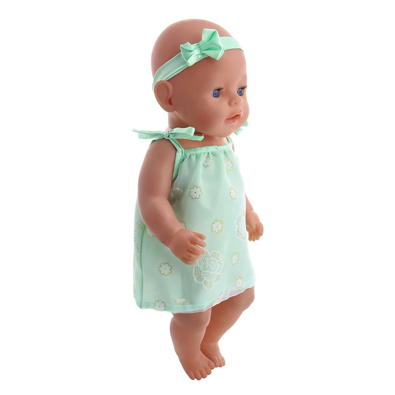 LUCKDOLL Soft Sling Dress+Head Band Fit 18 Inch American 43cm BabyDoll Clothes Accessories Girls Toys Generation Birthday Gift | Игрушки и