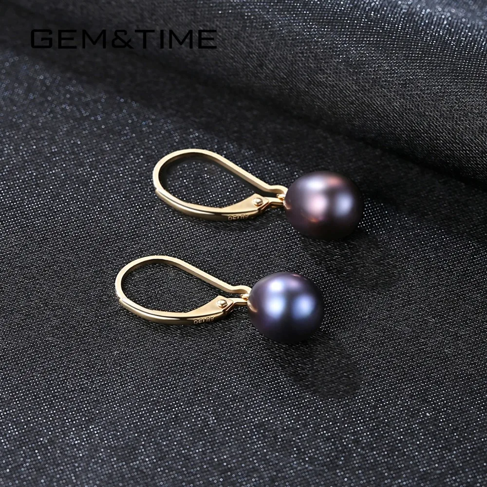 Драгоценные камни& Время настоящие 18 К золотые Висячие серьги для женщин Свадебные обручальные ювелирные изделия натуральный пресноводный жемчуг Pendientes AU750 GE0003