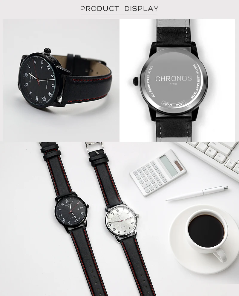 Топ бренд класса люкс CHRONOS мужские часы кварцевые часы мужские часы Дата водонепроницаемые наручные часы мужские s Relogio Masculino Orologio