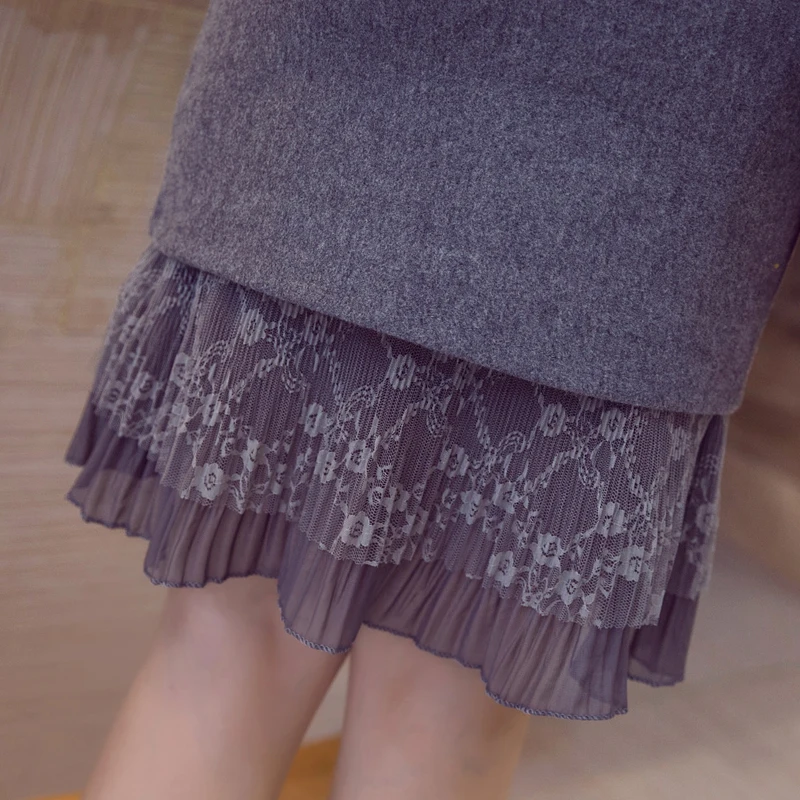 Autumn Winter Pencil Skirt Women New Arrival Pleated Lace Lap Solid Mini Skirts Office Lady Bodycon Knee Plus Size | Женская одежда