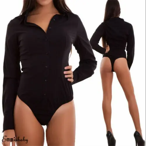 

Women's Jumpsuit Romper Bodysuit Stretch Ladies Leotard Body Tops shirt Playsuit