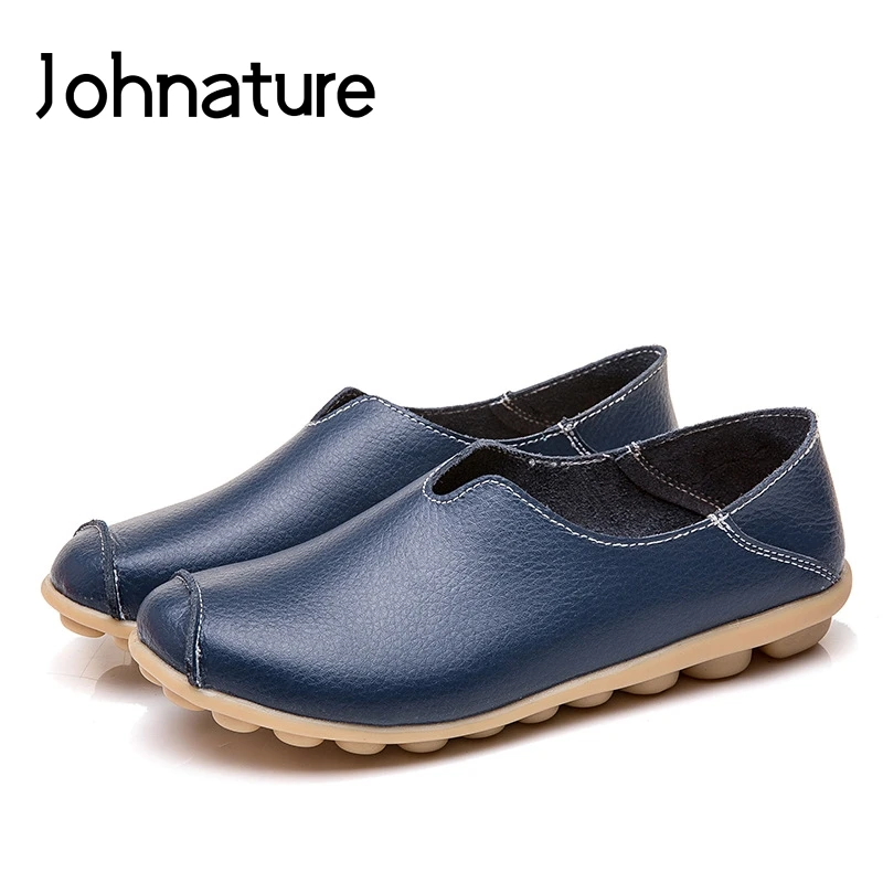 Женские лоферы с круглым носком Johnature однотонные на мягкой подошве повседневные