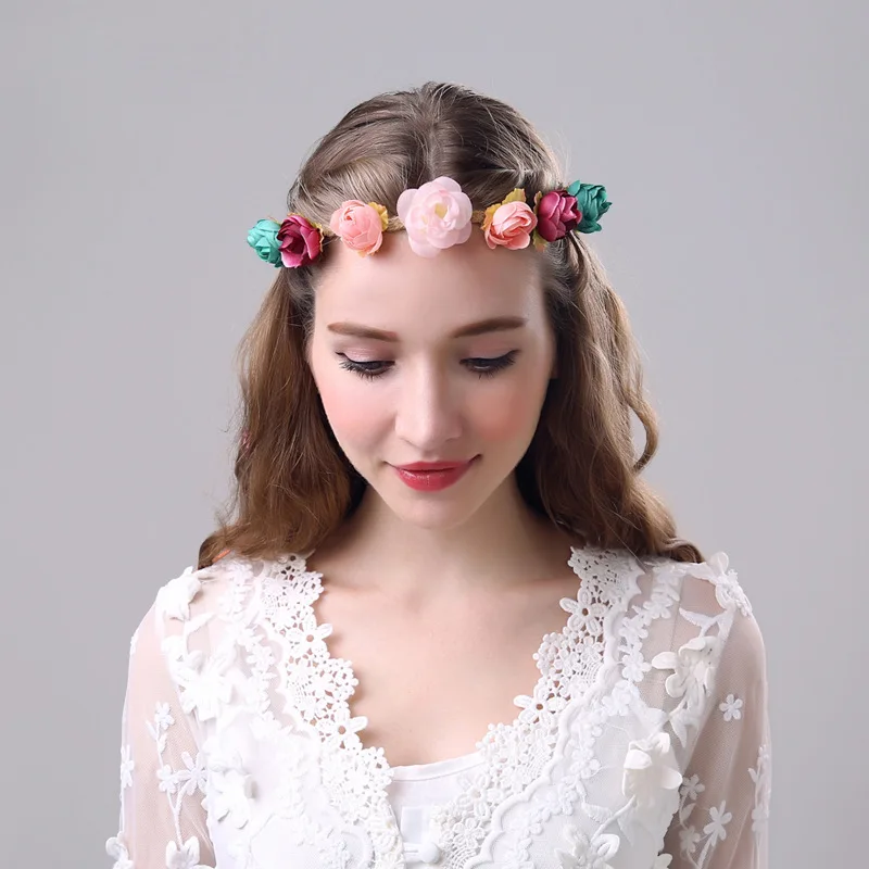 1 шт. богемная разноцветная гирлянда с цветком камелии Женская корона