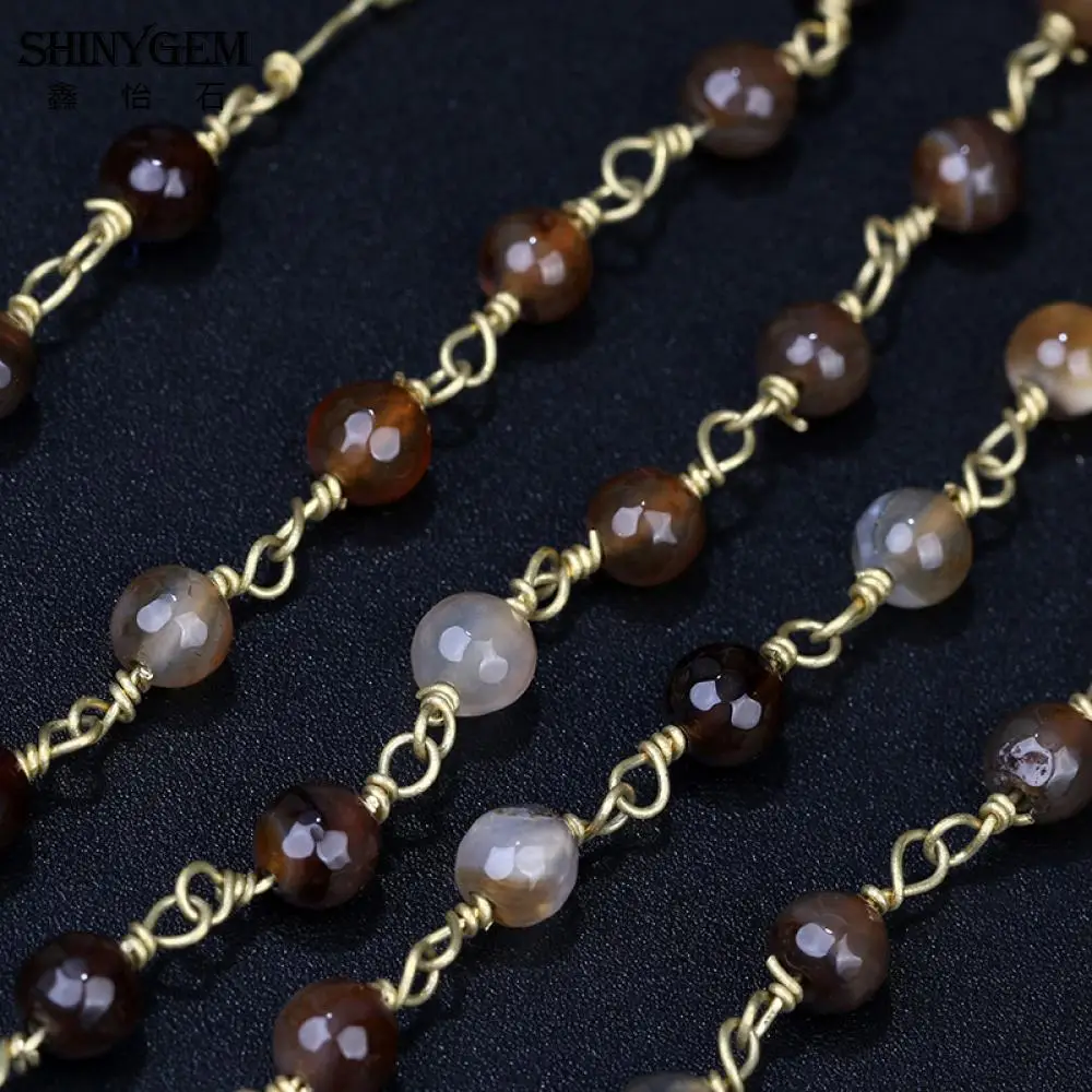 ShinyGem 6 мм коричневые Агаты цепочки из бисера кофе ограненный природный камень