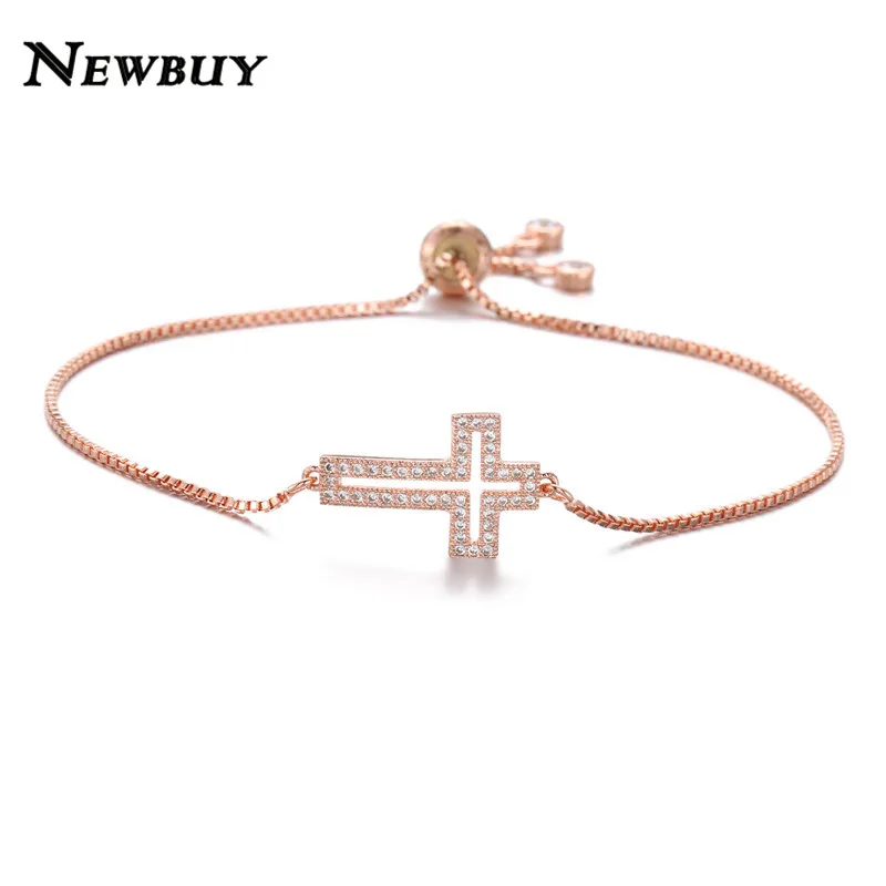 NEWBUY классические AAA + кубические циркониевые браслеты с крестообразной подвеской
