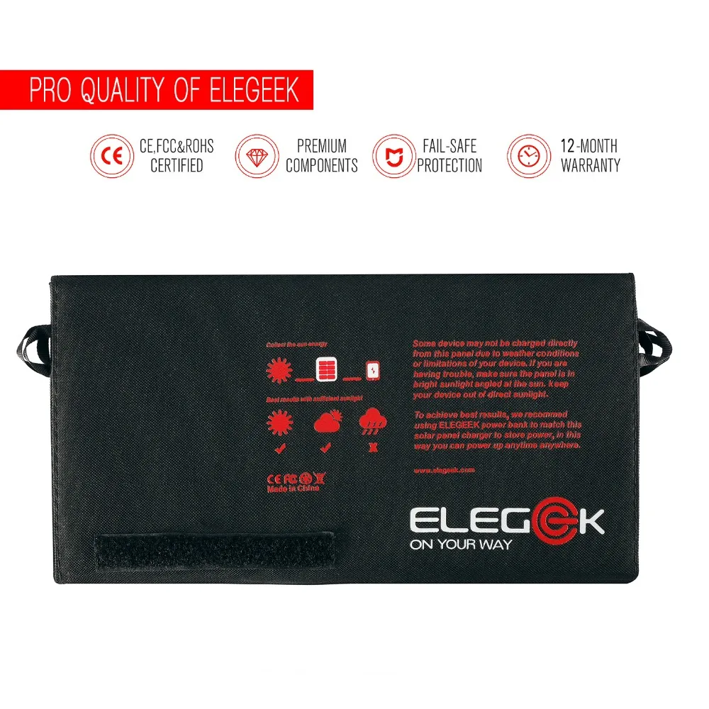 ELEGEEK 20 Вт 5 В складная солнечная панель зарядное устройство Портативный двойной USB