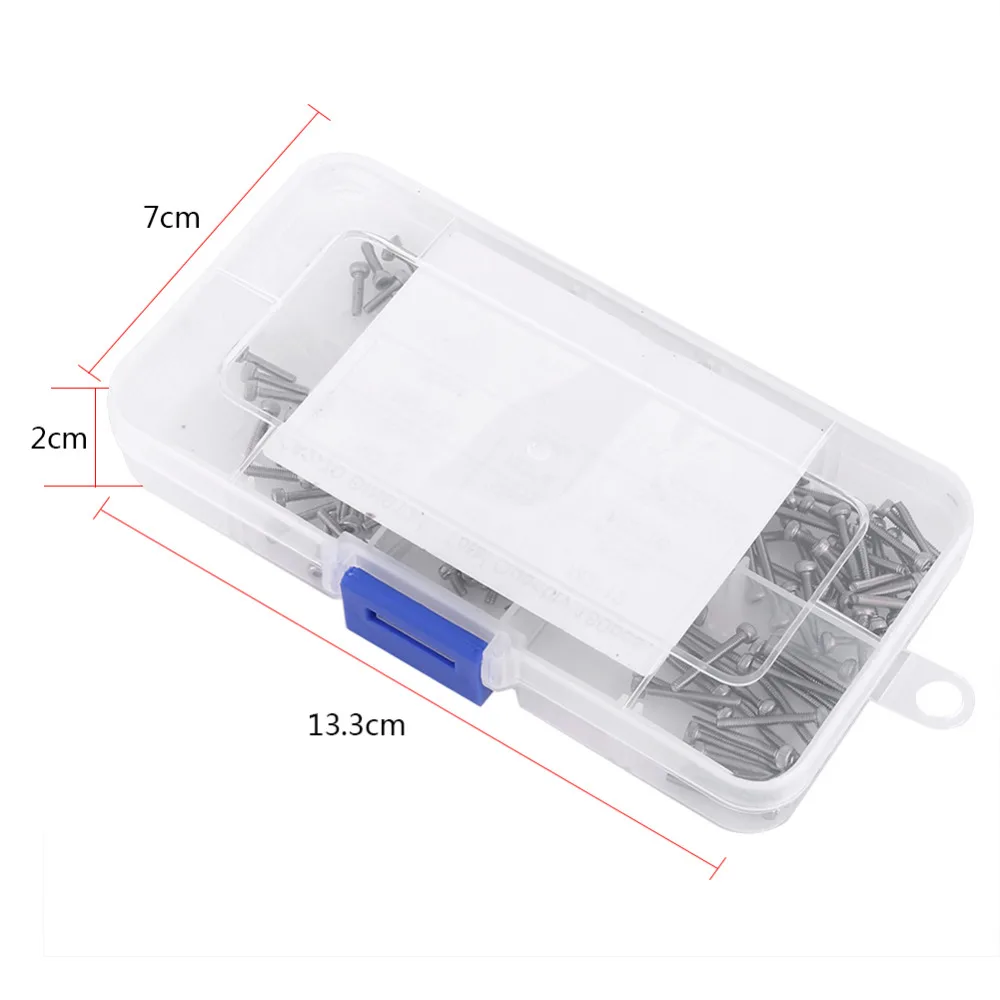 180 шт./компл. M2 черные винты с шестигранной головкой Комплект болтов из