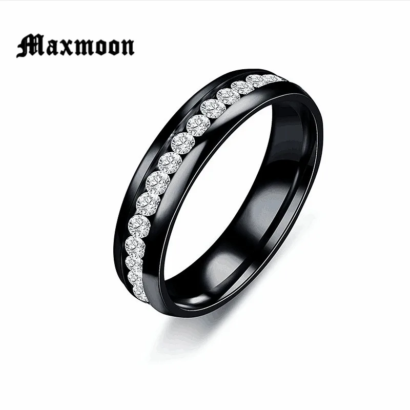 Maxmoon 2018 новые модные кольца с кристаллами для мужчин черный золотой серебряный