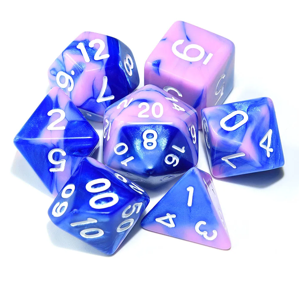 15 Pink Blue Многогранные DnD смешанные цвета кости 7 шт./компл. для ролевой игры «Подземелья и Драконы настольные игры D4, D6, D8, D10, D%, D12, D20 - Цвет: 15 Pink Blue
