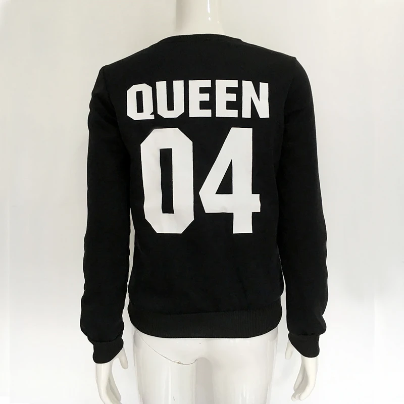 Осенние повседневные женские толстовки с буквенным принтом King Queen модный