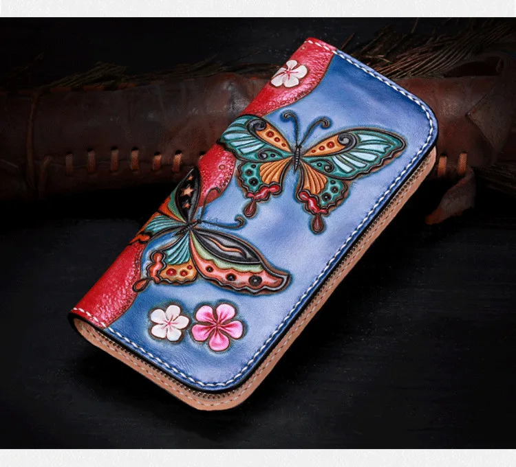 Женские кошельки, резьба, Китайская древняя красота, Diao Chan, вязанная сумка на молнии, кошельки, женские клатчи, кожанный кошелек из растительного дубления