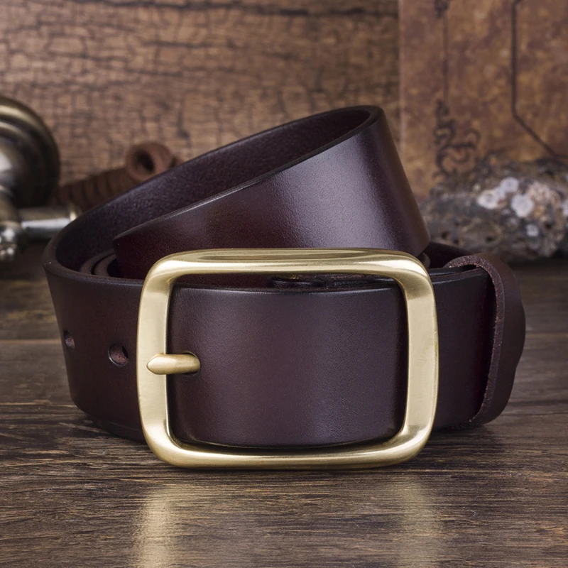 

2019 New Pure Copper Buckle First Layer Genuine Leather Men Belt High Quality Business Belts For Men Fashion Jeans Dropshipping