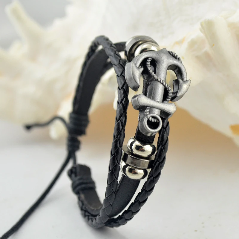 2017 Горячая Многослойные кожаный мужской моды Винтаж Интимные аксессуары якорь