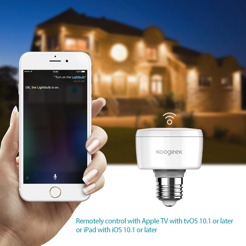 Умная розетка Koogeek с Wi Fi E26 E27 адаптер для светильник пы работает Apple HomeKit поддержка