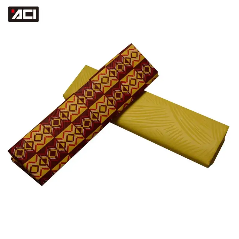 ACI Горячая Анкара ткань Африканский настоящий воск принт Гана Kente Ткань 2 ярдов+ 2 ярдов тиснение африканская ткань Анкара простое окрашивание
