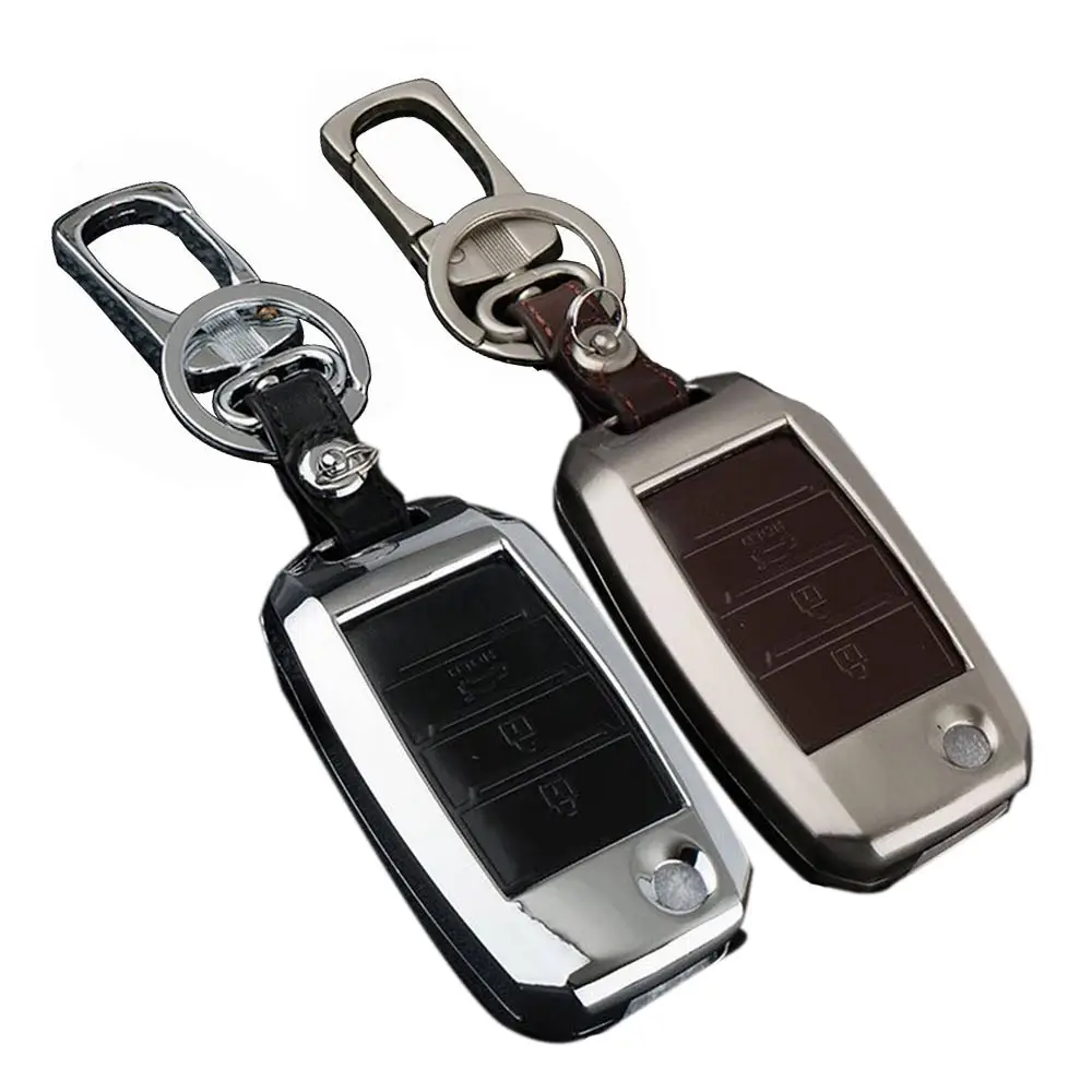 

Zinc Alloy+Leather Car Key Cover Case For Kia Ceed Sportage R K3 K4 K5 Ceed Sorento Cerato Optima 2015 2016 2017 Key Case Chain