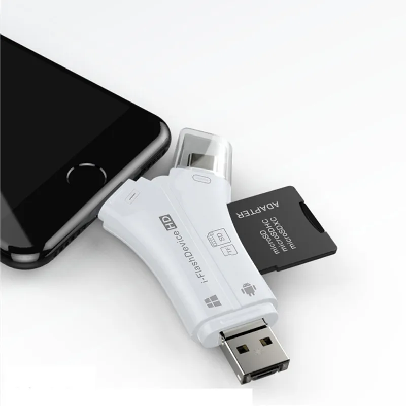 Type C Lightning Micro SD Card Reader 4in1 OTG Flash Memory TF For iPhone iPad MacBook USB Adapter | Компьютеры и офис