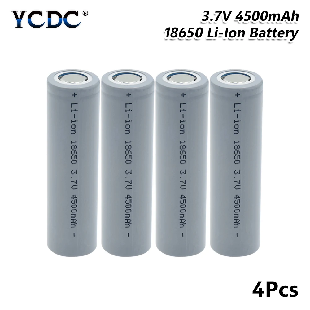 4 PCS 18650 Батарея 3,7 V 4500mAh литий-ионная высокотоковая электронная сигарета перезаряжаемая батарея для фонарика - Цвет: 4 PCS