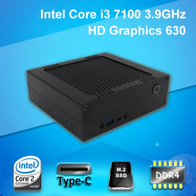 ICELEMON HTPC Intel core i3 7100 3.9GHz Windows PC computador with Dual channel ddr4 2133 RAM M.2 2280 NVMe SSD windows 10 64 | Компьютеры