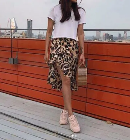 Летняя женская повседневная короткая юбка с леопардовым принтом платье для