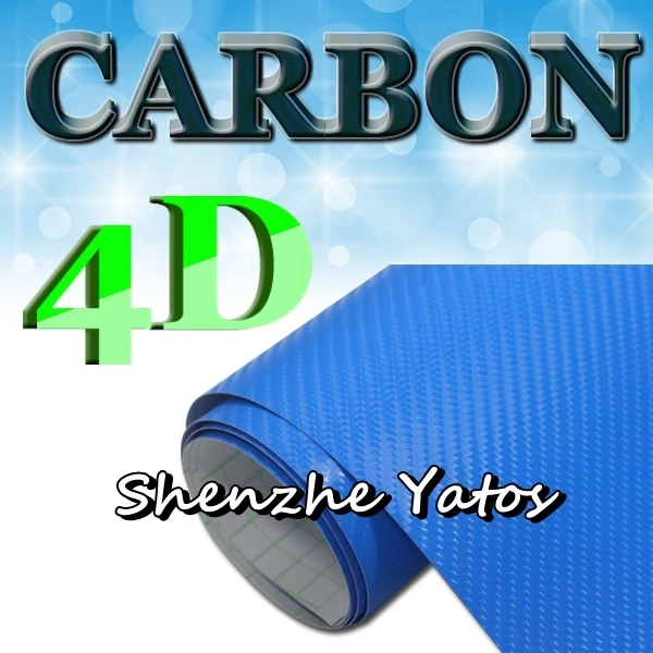 Blue 4D Hot Sale Colored Carbon Car Wrap Vinyl Air Bubble 1.52*30M |