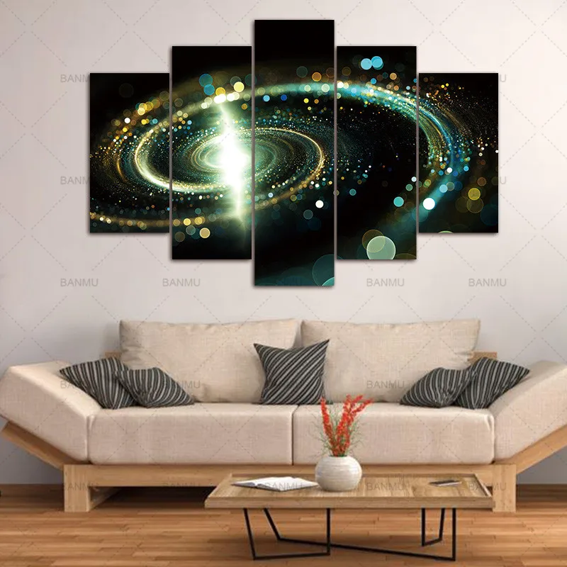 Картины холст Картина 5 Панель Современные печатные Пространство Вселенная