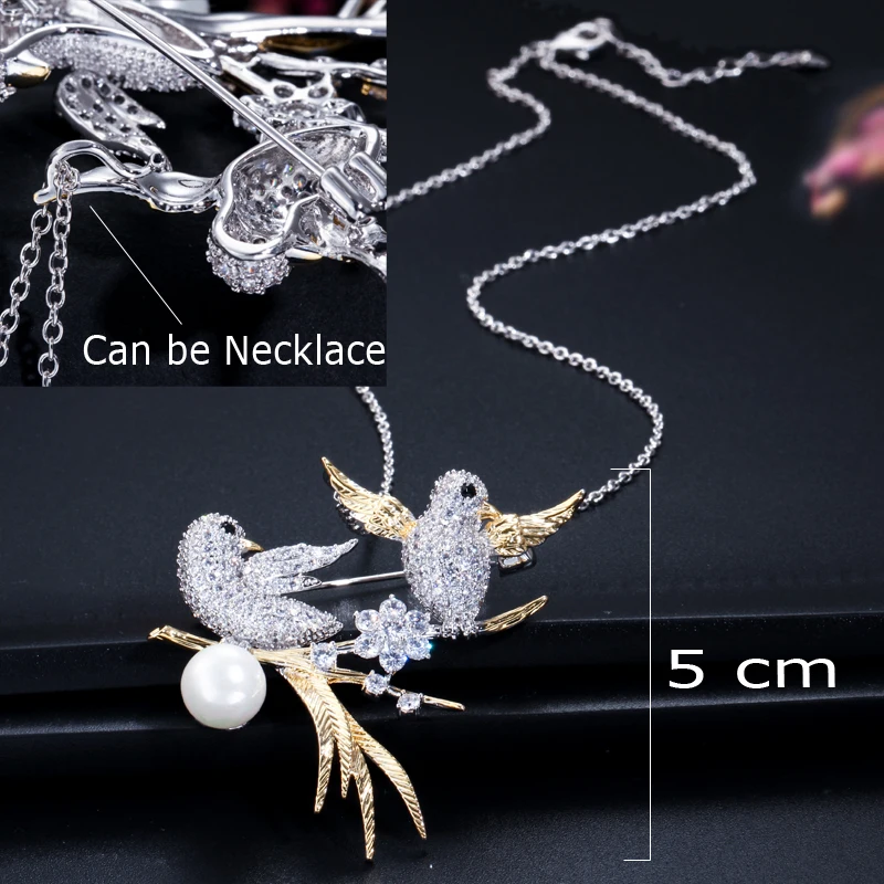 CWWZircons Lucky Bird дизайн сверкающий кубической формы циркониевый Элегантный большой Эмаль Брошь для женщин шарф Пряжка ювелирные аксессуары BH013