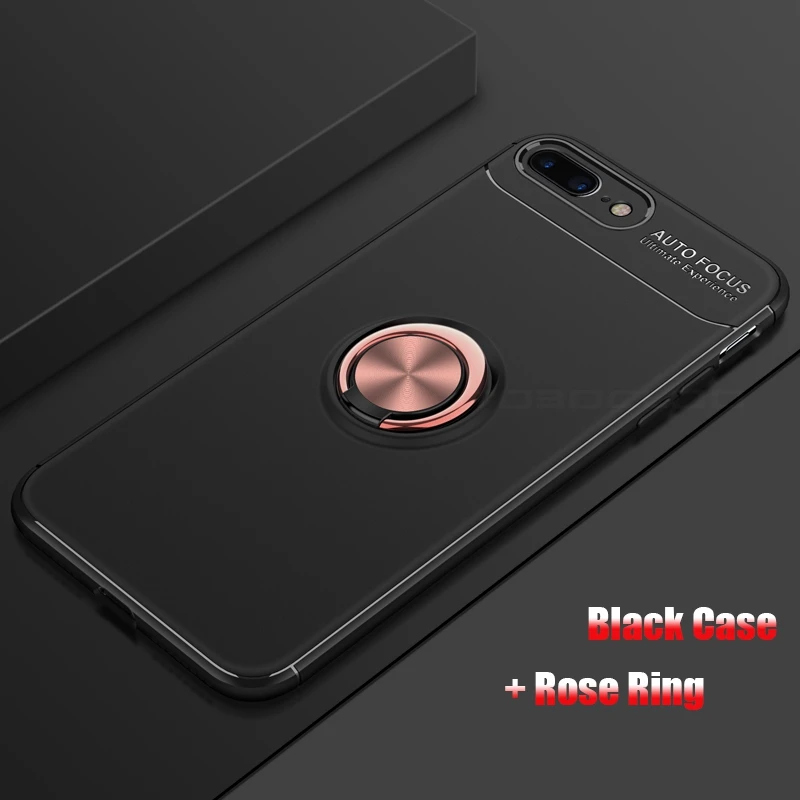 Для iPhone 5 5S SE 6 6s 7 8 Plus X XS MAX XR магнитный держатель TPU металлический Автомобильный Кронштейн кольцо силиконовый резиновый мягкий чехол 8 7 Plus - Цвет: RGB