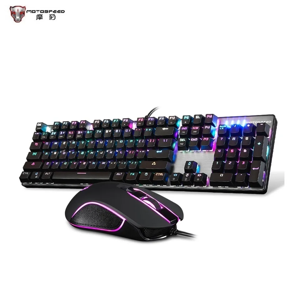 Motospeed CK888 игровая Проводная клавиатура с USB RGB подсветкой механическая мышь комбо