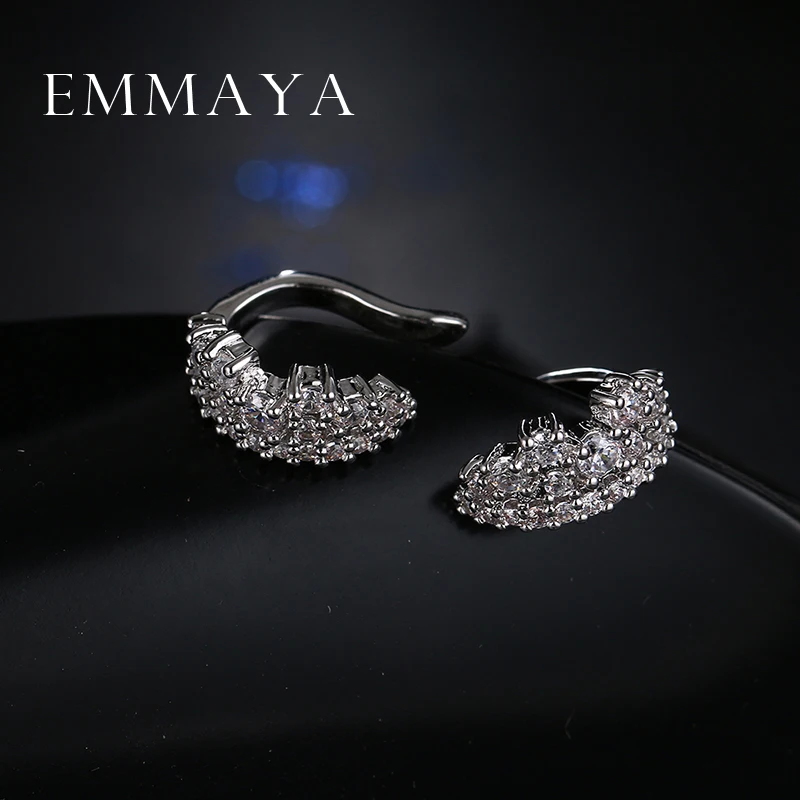 Emmaya дешевые Клипсы Серьги для женщин модные аксессуары белые кристаллы стразы