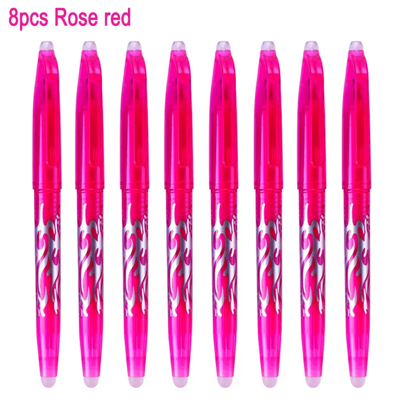 8pcs Rose Delvtch 8 шт./компл. стираемая ручка 0,5 мм волшебная ручка с гелевыми чернилами 8 расцветок студент письменный стол/набросок инструменты для рисования канцелярские принадлежности - Цвет: 8pcs Rose