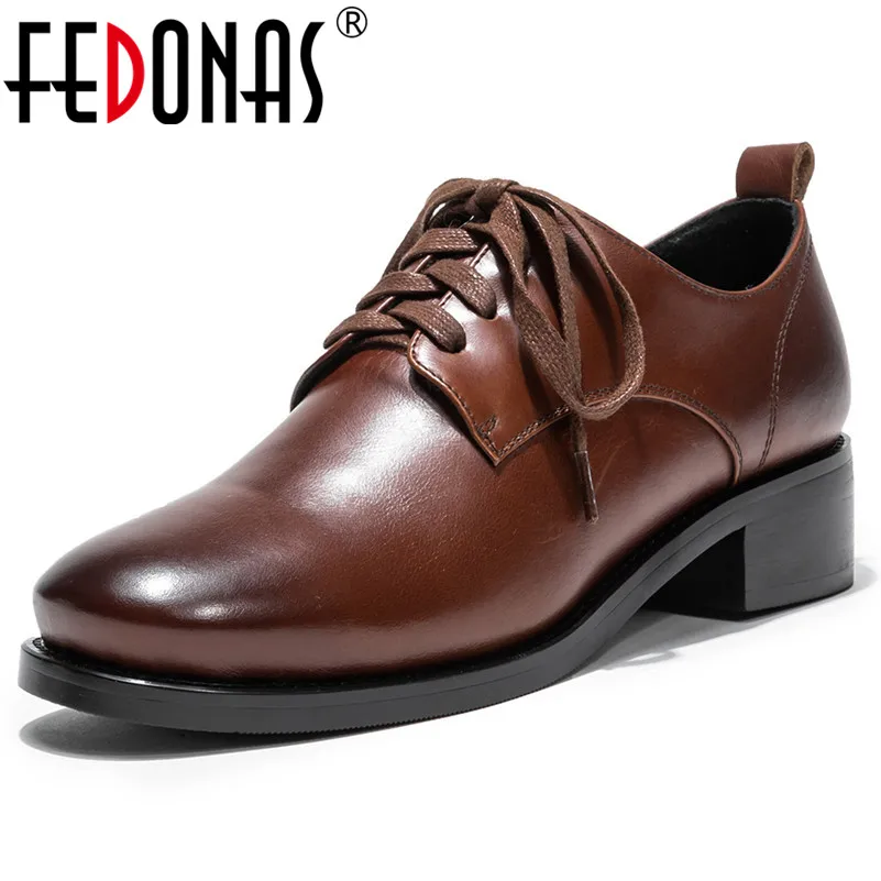Женские туфли-лодочки FEDONAS винтажные туфли на высоком каблуке из натуральной