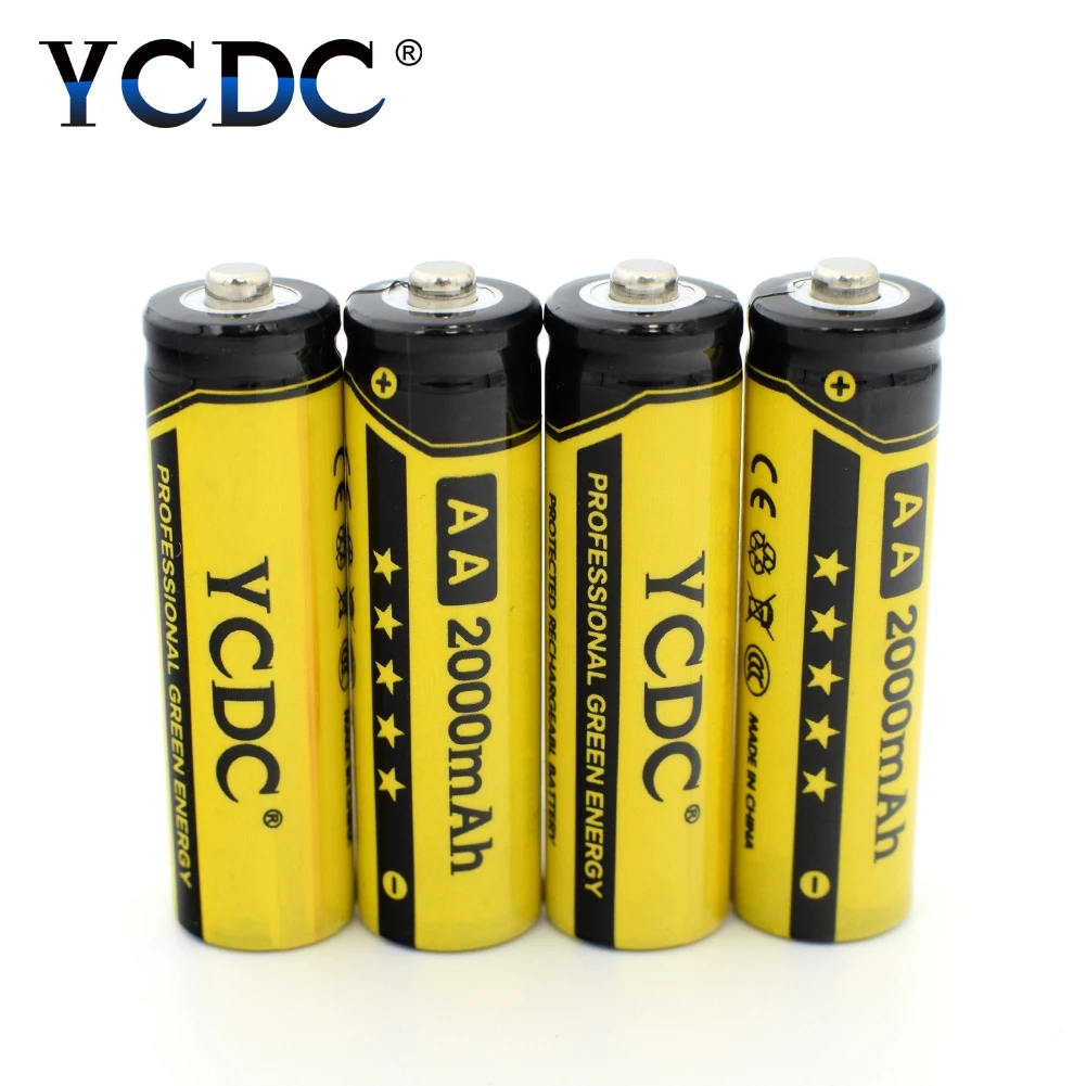 Аккумуляторы YCDC 4x Ni MH AA 1 2 в 2000 мАч|aa rechargeable battery|battery 1.2vrechargeable battery |