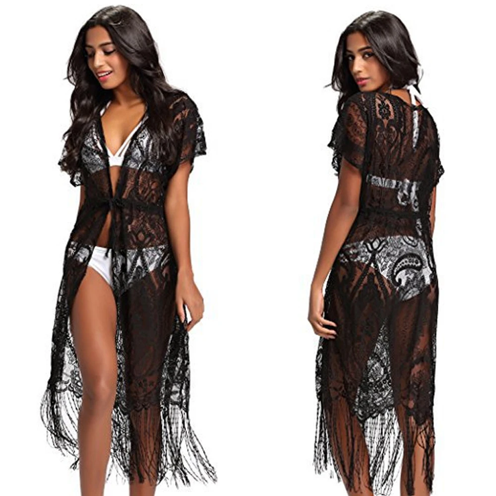 Dress Beach Lace Long Bikini Cover Up Bathing Suit Wear For Women 2018 Outings BK39007 |